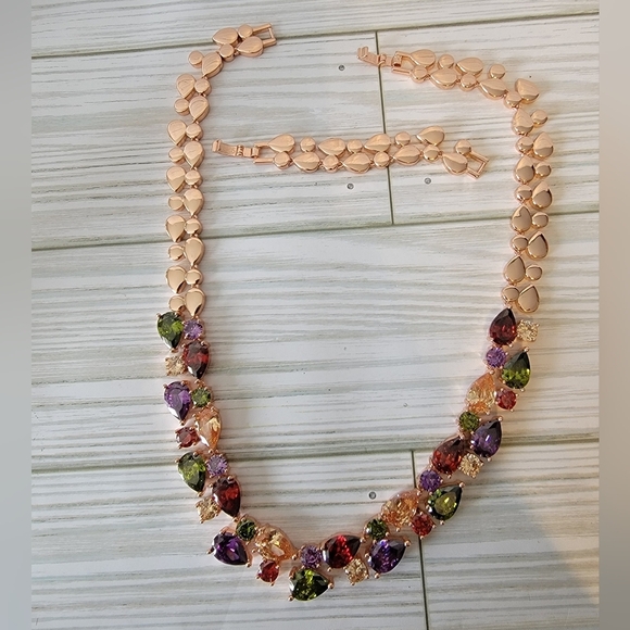 None Jewelry - AA3 Beautiful Rose-Gold Colored 925 Gemstone-like Stones with Extender